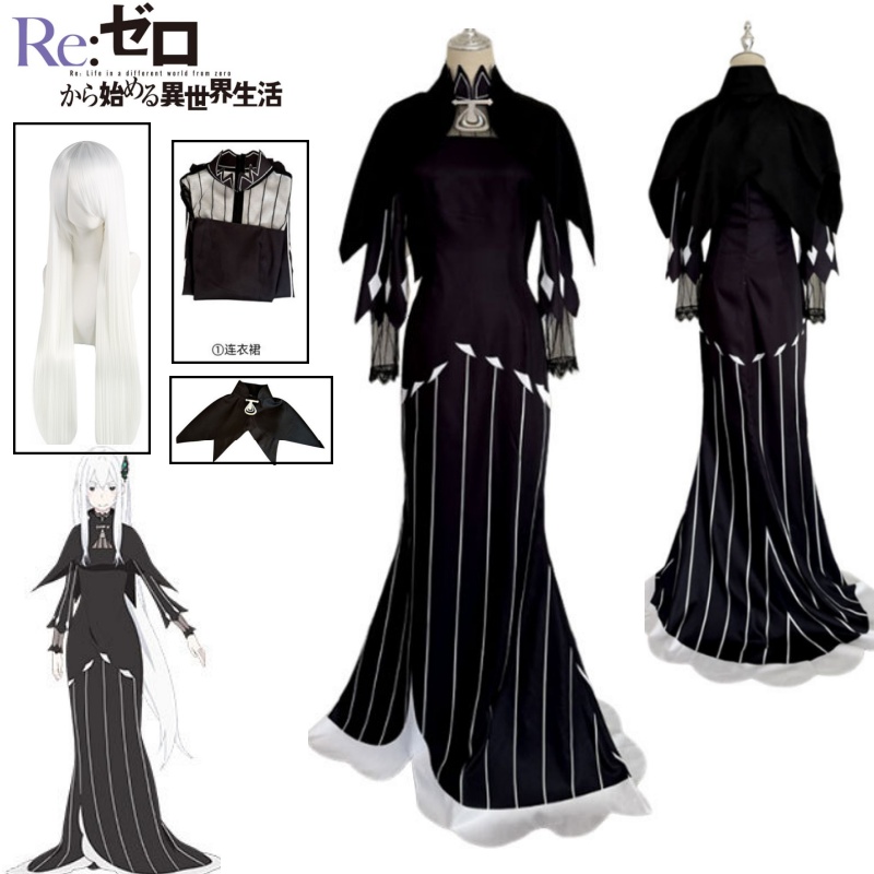 Anime Cosplay Re Zero - Echidna Cosplay Costume Black Long Sleeve