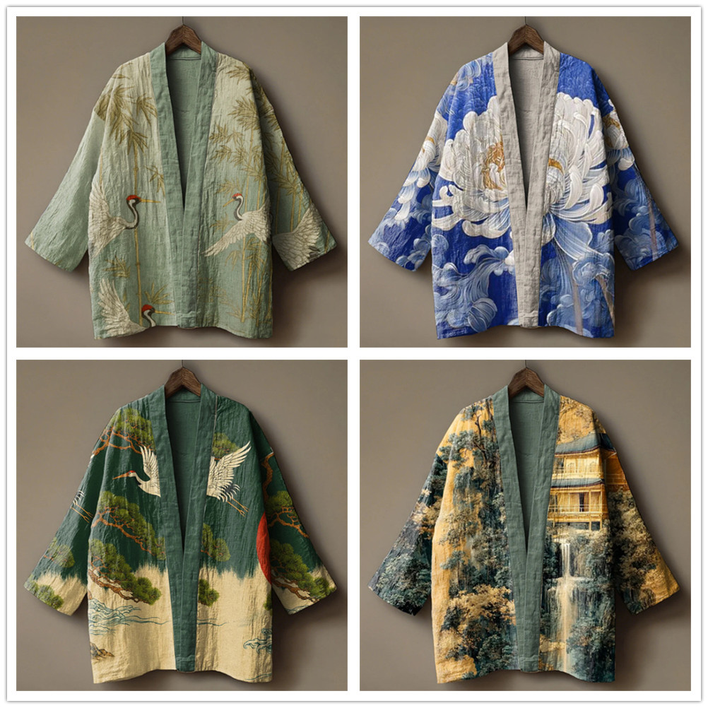 Japanese Crane Print Kimono fo - Demon Slayer Haori review and price